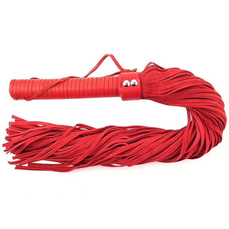 Rouge Garments Red Suede Flogger With a Leather Handle - Peaches and Screams
