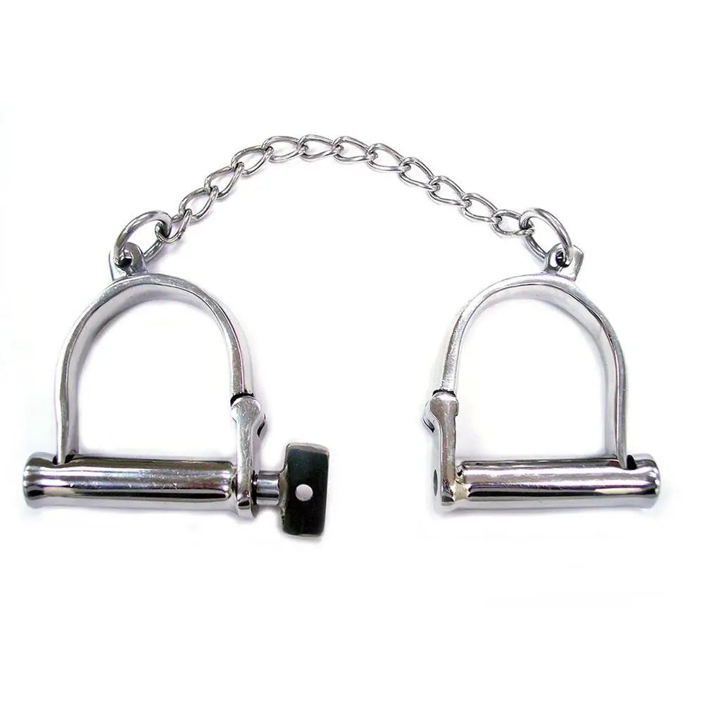 Rouge garments stainless steel silver wrist shackle restraints - peaches and screams