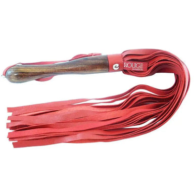Rouge Garments Wooden Handled Red Leather Flogger - Peaches and Screams
