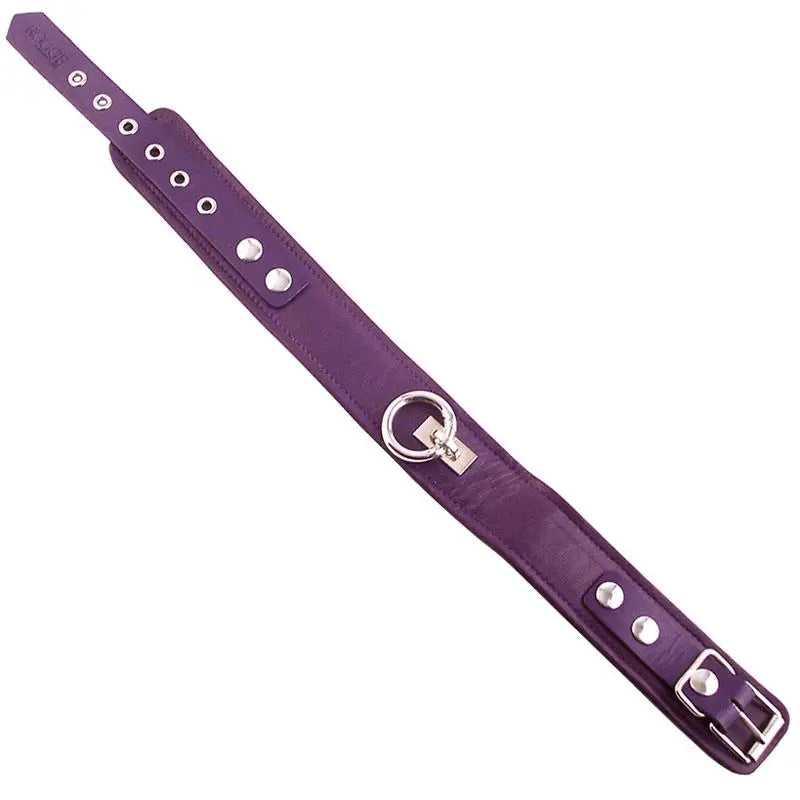 Rouge Purple Leather Adjustable Collar And O-ring With Buckles - Peaches and Screams