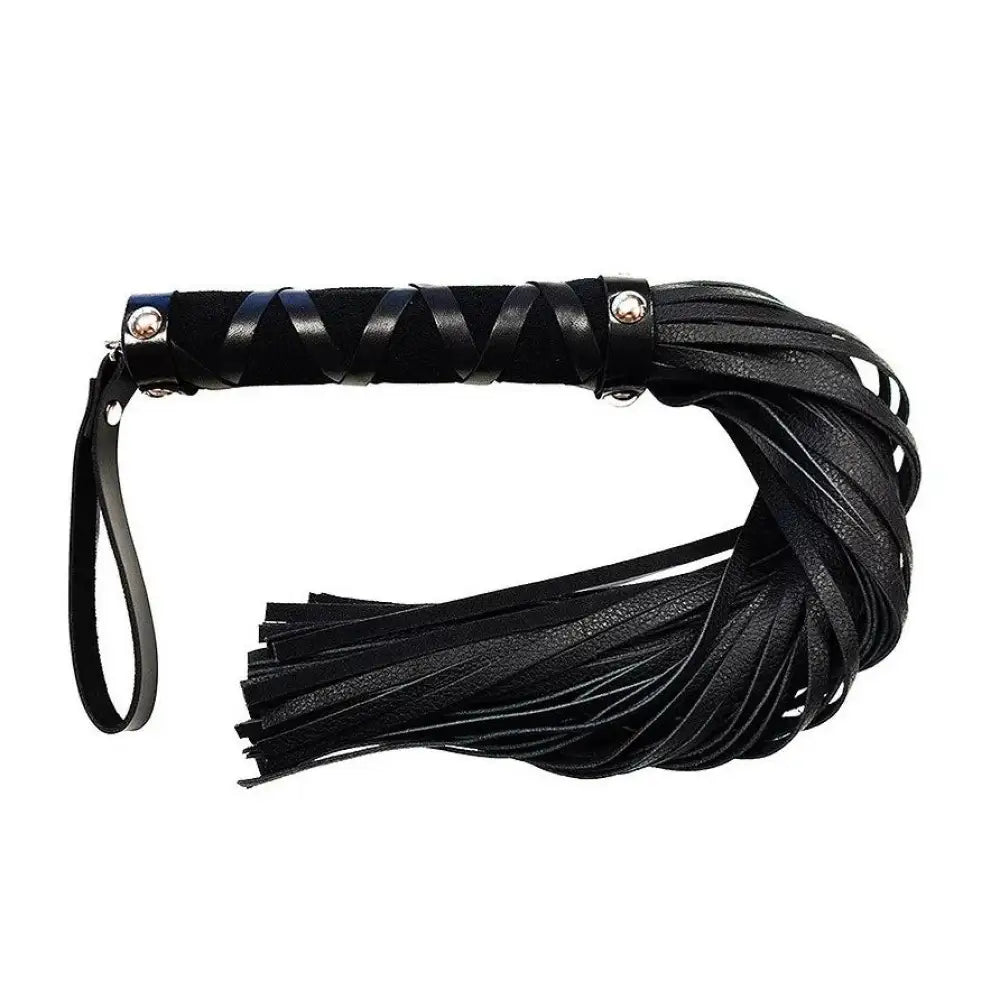 Rouge Short Leather Bondage Flogger with Studs - Peaches and Screams