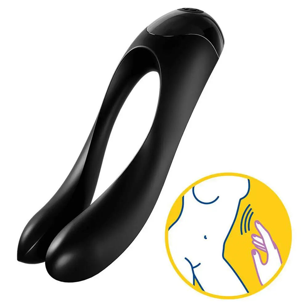 Satisfyer pro silicone black rechargeable mini finger vibrator - peaches and screams