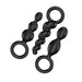 Satisfyer Pro Silicone Black Set Of 3 Butt Plugs With Finger Loop - Peaches and Screams