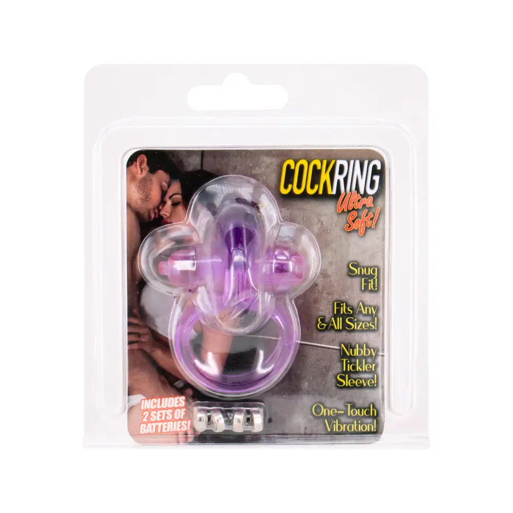 Seven Creations Rubber Purple Vibrating Rabbit Cock Ring - Peaches and Screams