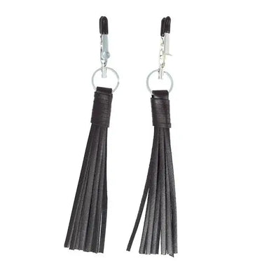 Sexy Bdsm Bondage Nipple Clamps With Black Leather Tassels - Peaches and Screams