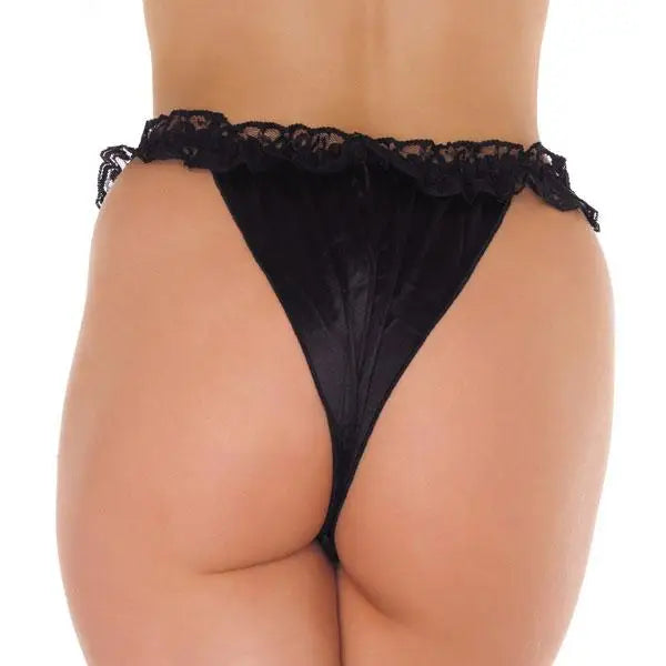 Sexy Frilly Black Crotchless G-string Thong For Women - Peaches and Screams