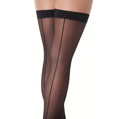 Sexy Sheer Black Thigh-high Stockings For Women With Back Seam - Peaches and Screams