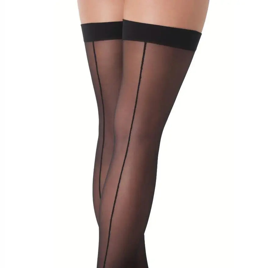 Sexy Sheer Black Thigh - high Stockings For Women With Back Seam - Peaches and Screams