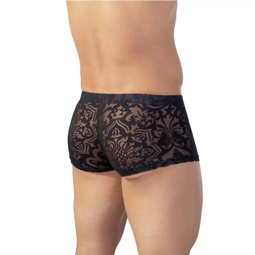 Sexy Wet Look Floral Black Patterned Brief For Men - Large - Peaches and Screams