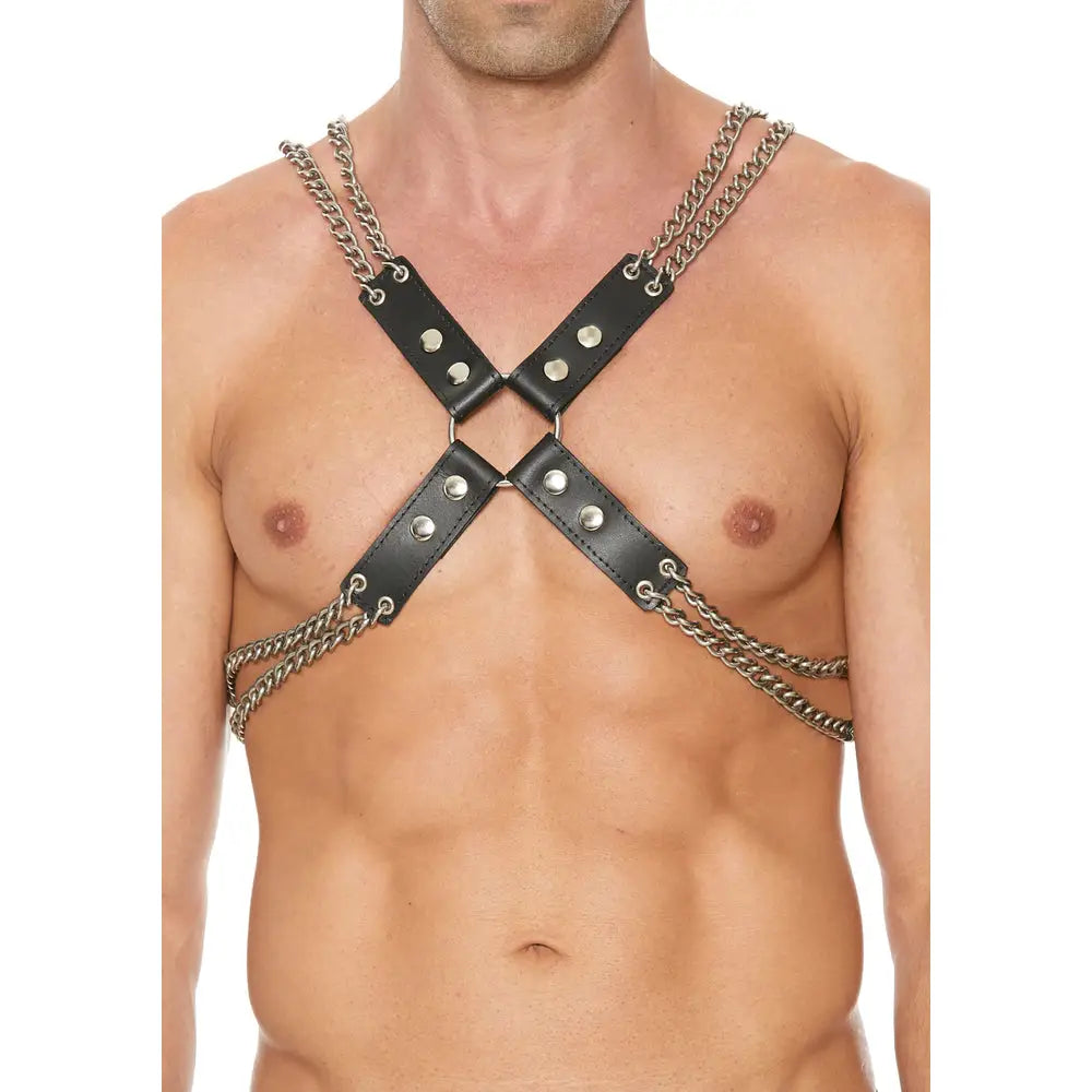 Shots Black Heavy Duty Leather And Chain Body Harness - Peaches and Screams