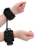 Shots luxury leather black handcuffs with adjustable straps - peaches and screams