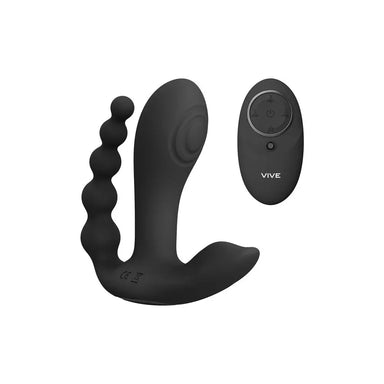 Shots Silicone Black Rechargeable Duo Penetrator Vibe With Remote - Peaches and Screams