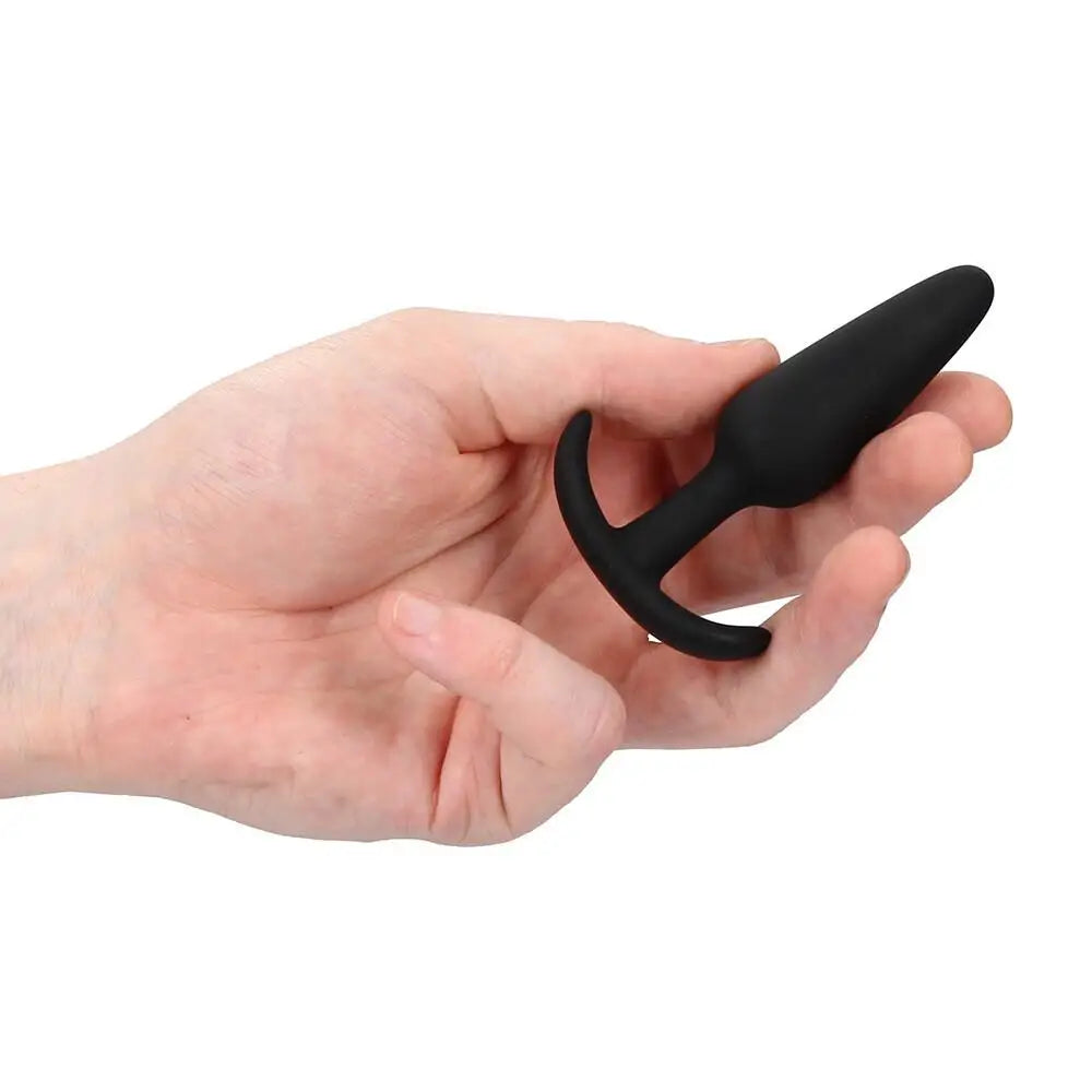 Shots Silicone Black Slim Small Butt Plug for Beginners - Peaches and Screams