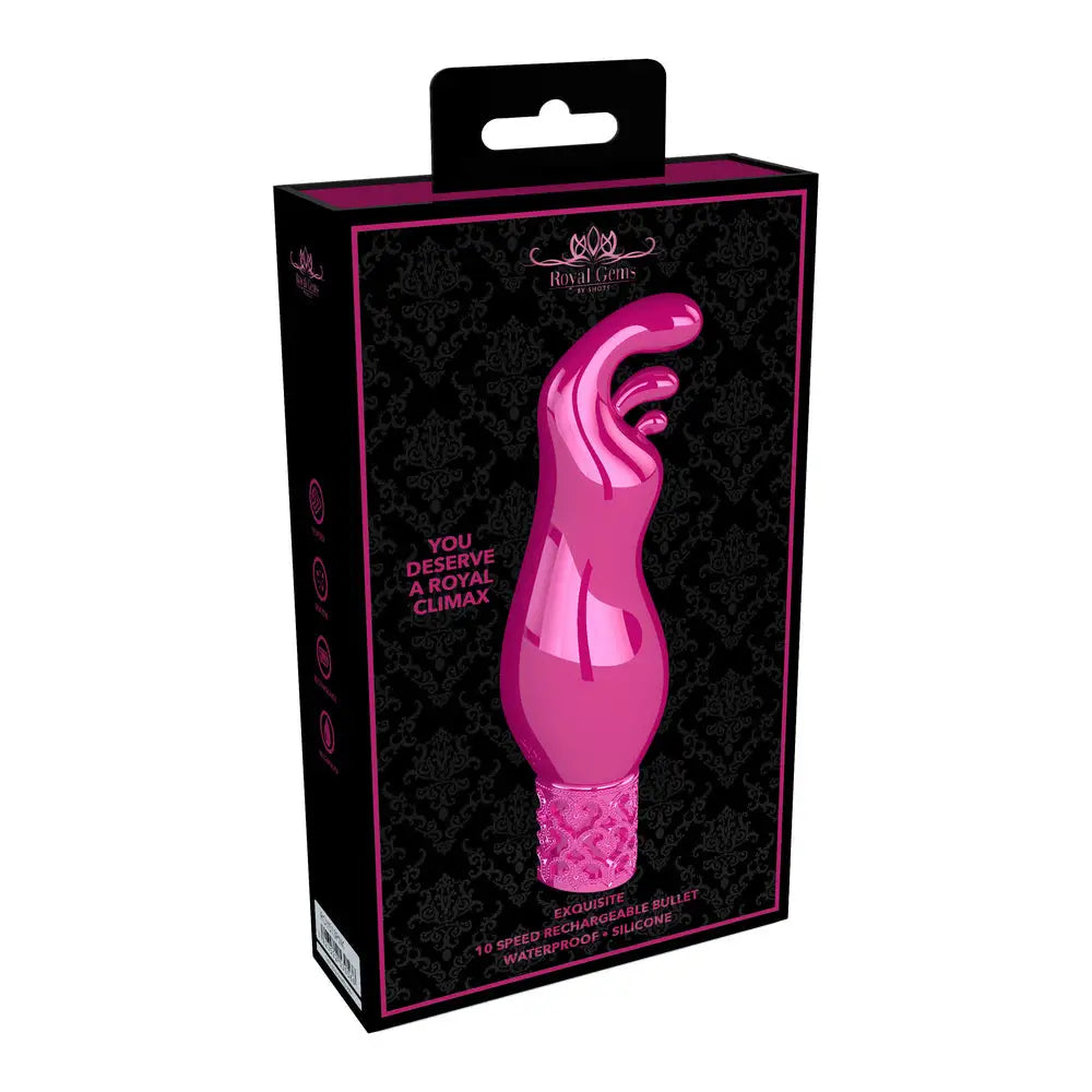 Shots Silicone Pink Rechargeable Mini Bullet Vibrator With Clit Stim - Peaches and Screams