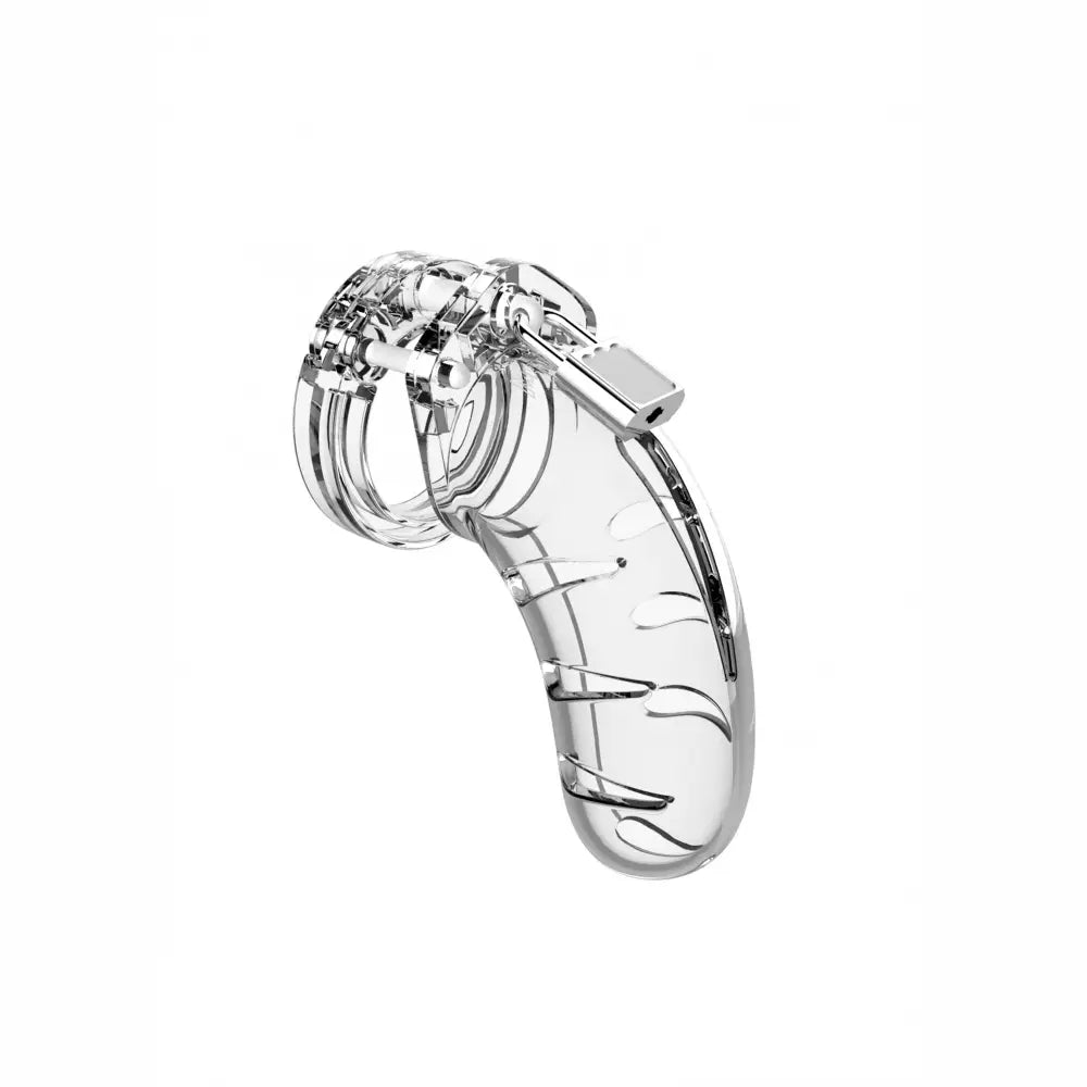 Shots toys 4.5 inch clear chastity cage with padlock - peaches and screams