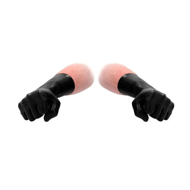 Shots Toys Fist It Black Latex Short Gloves - Peaches and Screams
