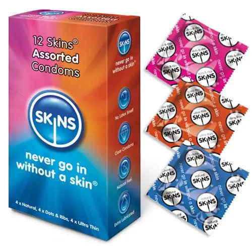 Skins Assorted Lubricated Premium 12 Pack Ultra Thin Condoms - Peaches and Screams