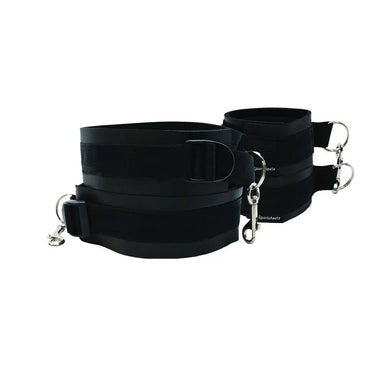 Sportsheets Adjustable Black Thigh And Wrist Cuff Restraint Set - Peaches and Screams