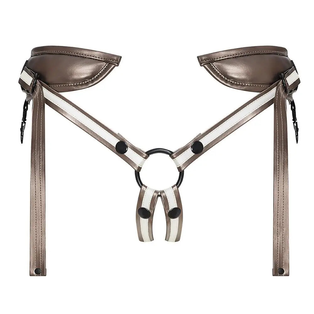 Strap On Me Faux Leather Gold Padded Harness One Size - Peaches and Screams