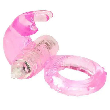 Stretchy Silicone Pink Extra Powerful Vibrating Rabbit Cock Ring - Peaches and Screams