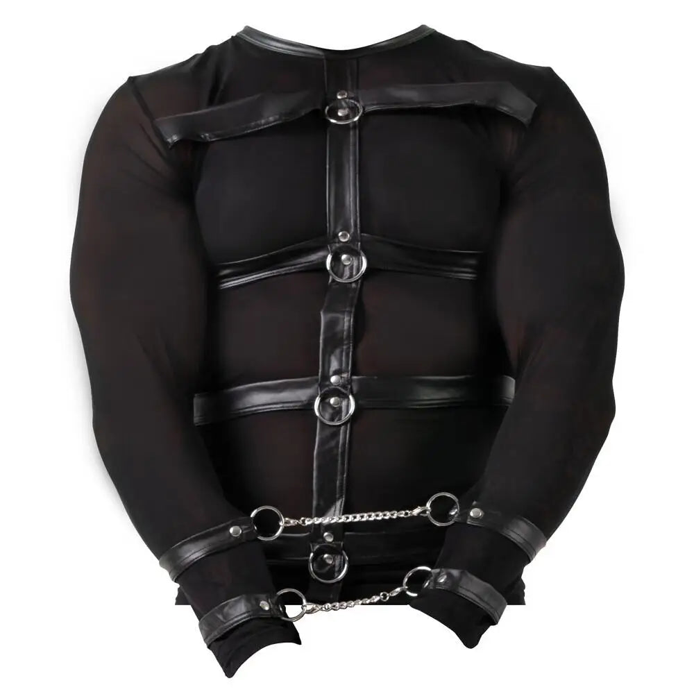 Svenjoyment Black Long Sleeved Top With Harness And Restraints - X Large - Peaches and Screams