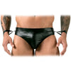 Svenjoyment black open back jock brief with handcuffs - small - peaches and screams
