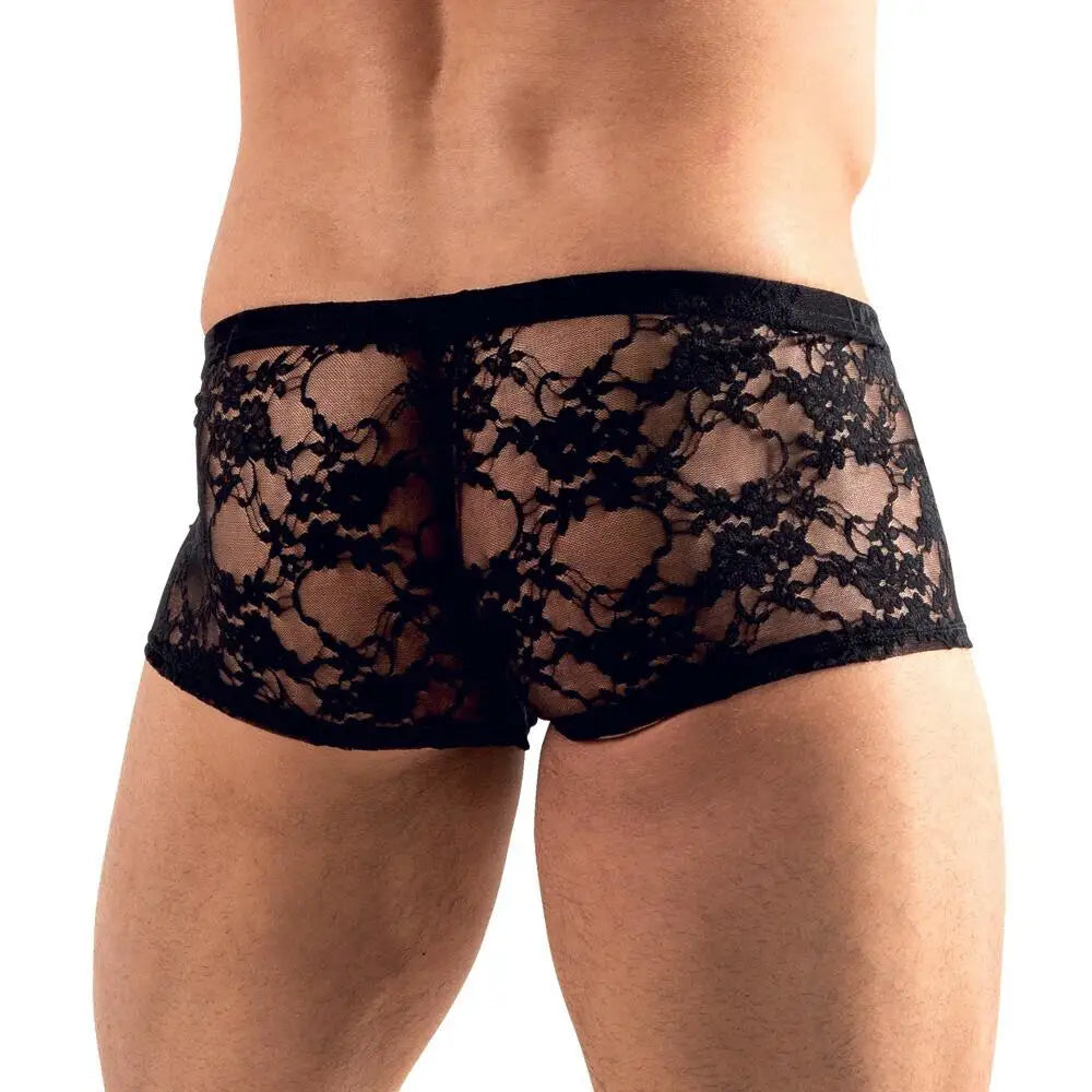 Svenjoyment Stretchy Black Wet Look Lacey Boxer Briefs - Large - Peaches and Screams