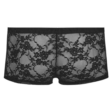 Svenjoyment Stretchy Black Wet Look Lacey Boxer Briefs - Medium Peaches and Screams