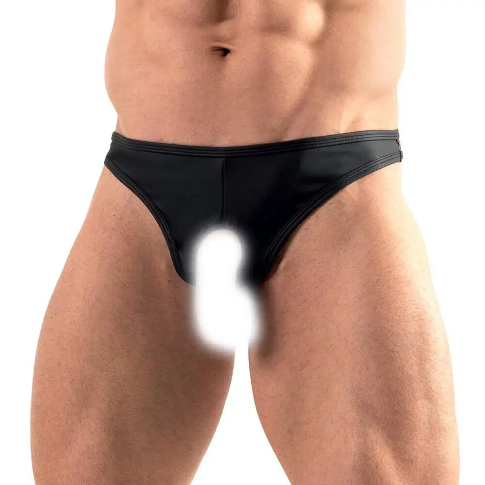 Svenjoyment Stretchy Sexy Black Crotchless G-string For Him - Small - Peaches and Screams