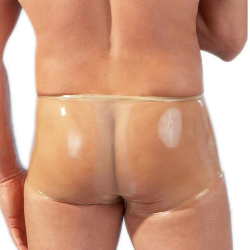The Latex Clear Boxers With Penis Sleeve For Him - S/M - Peaches and Screams