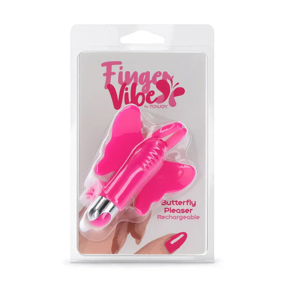 Toyjoy Silicone Pink Butterfly Rechargeable Mini Finger Vibrator - Peaches and Screams