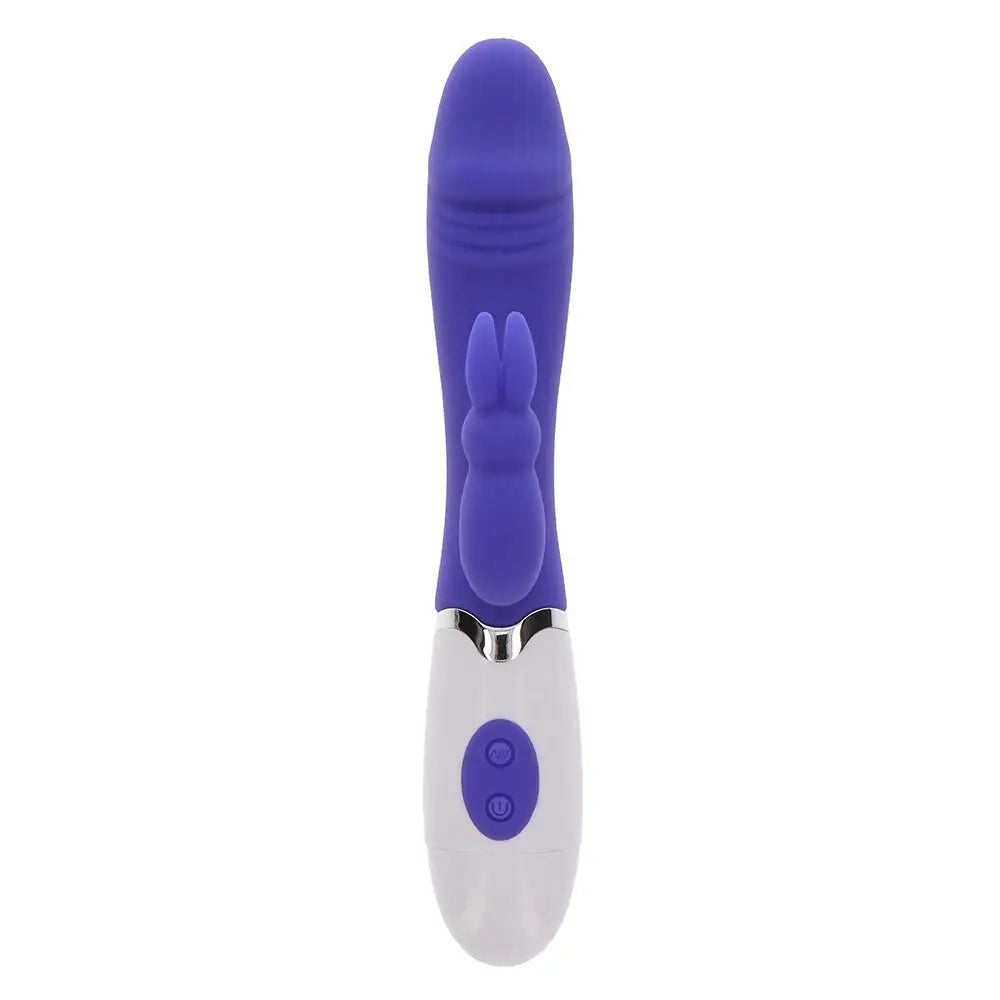 Toyjoy silicone purple funky rabbit vibrator with 4 functions - peaches and screams