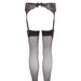 Wet Look Black Lace Suspender Stockings With Adjustable Straps - Peaches and Screams