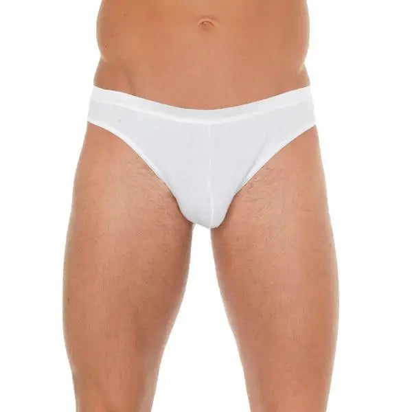 Wet Look Mens White Cotton G - string - Peaches and Screams