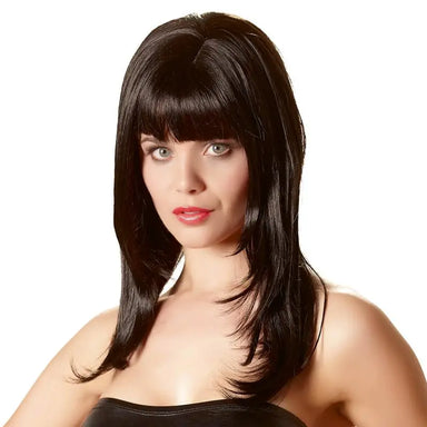 Wet Look Smooth Long Black Wig For Women - Peaches and Screams