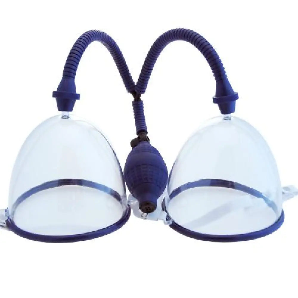You2toys Clear Double-vacuum Cup Breast Enlarger with Handheld Pump - Peaches and Screams